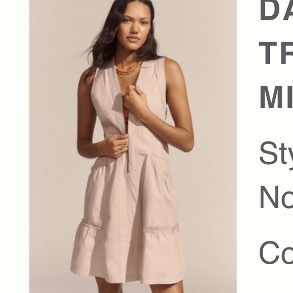 Anthropologie Cream Mini Dress - Picture 2 of 2